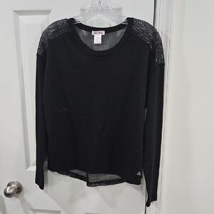 Black Long Sleeve Mesh Top